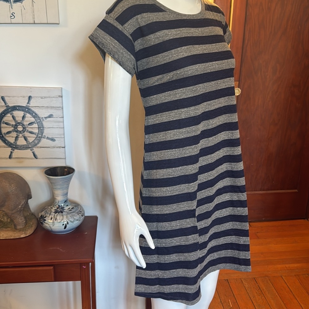 NWT Eddie Bauer size small Striped Blue and Gray T-Shirt Dress